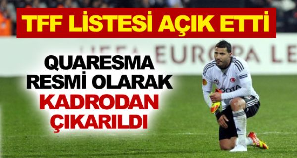Ve Quaresma resmen silindi !